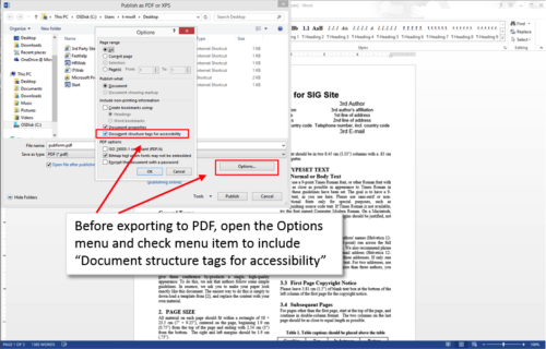 When exporting to PDF use the  